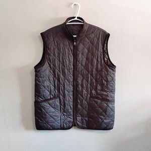 Unisex Reversible Brown Patterned Quilted Vest – Size Large EUC